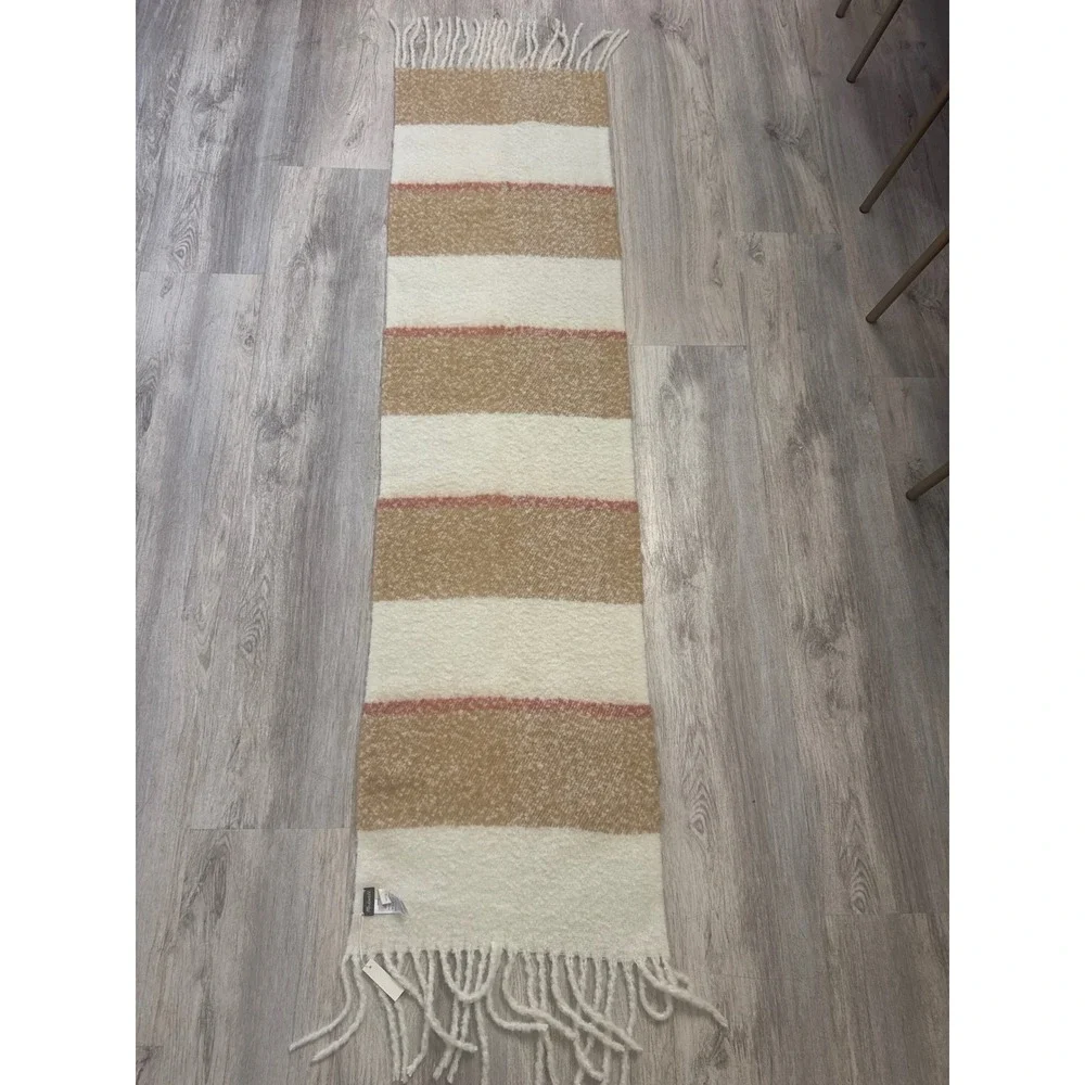 Madewell Striped Brushed Scarf Cream‎ Tan Rust NWT